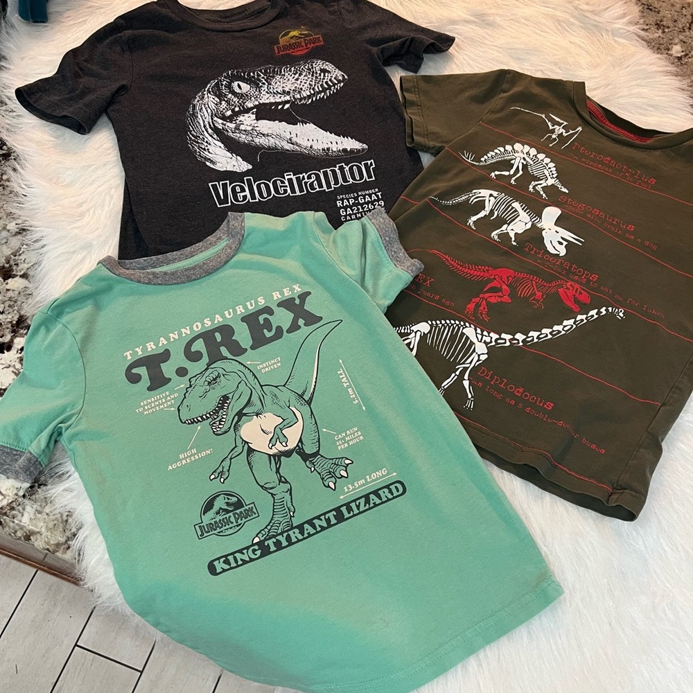 Jumping Beans Dinosaur Graphic T-Shirt Trio - Black, Olive, Mint